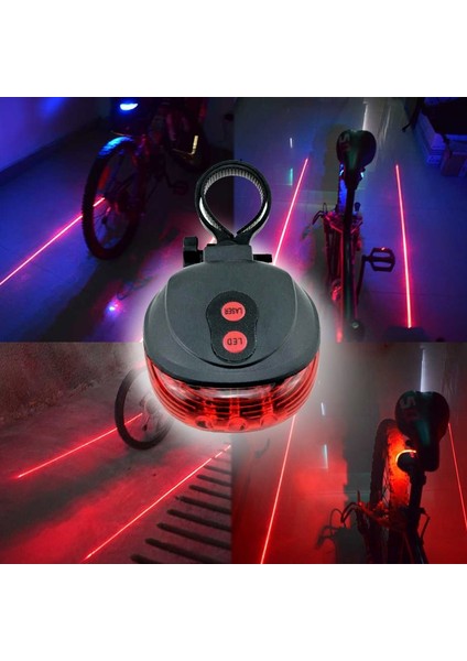 Mavi Stil Wasafire Su Geçirmez Bisiklet Bisiklet Işıkları 5 LED 2 Lazer 3 Mod Bisiklet Arka Lambası Güvenlik Uyarı Işığı Bisiklet Arka Işığı (Yurt Dışından)