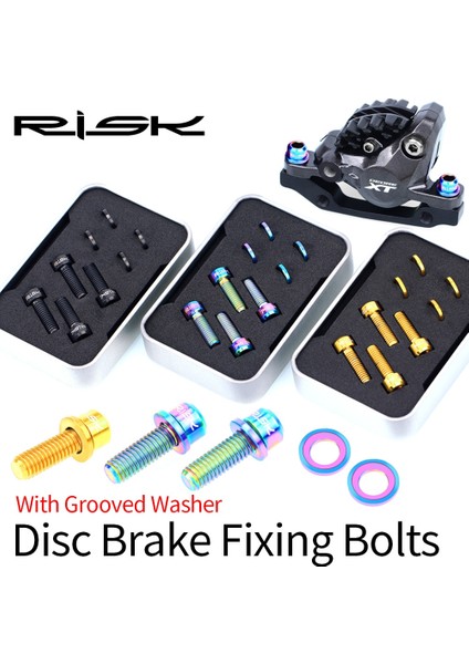 Stil 2-Altın Stili Rısk 4 Takım Titanyum Alaşımlı Mtb Yol Bisiklet Disk Fren Slx Xt Dağ Bisikleti Fren Kaliper Için Yıkayıcı ile Sabit Cıvatalar (Yurt Dışından)