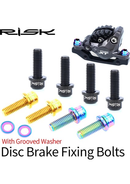 Stil 2-Altın Stili Rısk 4 Takım Titanyum Alaşımlı Mtb Yol Bisiklet Disk Fren Slx Xt Dağ Bisikleti Fren Kaliper Için Yıkayıcı ile Sabit Cıvatalar (Yurt Dışından)