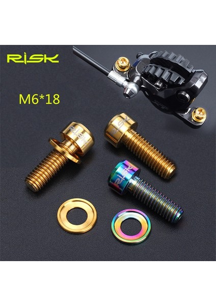 Stil 2-Altın Stili Rısk 4 Takım Titanyum Alaşımlı Mtb Yol Bisiklet Disk Fren Slx Xt Dağ Bisikleti Fren Kaliper Için Yıkayıcı ile Sabit Cıvatalar (Yurt Dışından)