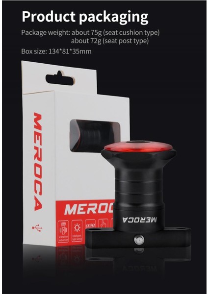Koltuk Borusu 01 Stili 2021 Meroca WR15 Bisiklet Arka Lambaları Akıllı Sensör Fren Lambaları USB Şarj Dağ Bisikleti Yol Mtb Bisiklet Arka Arka Lambası (Yurt Dışından)
