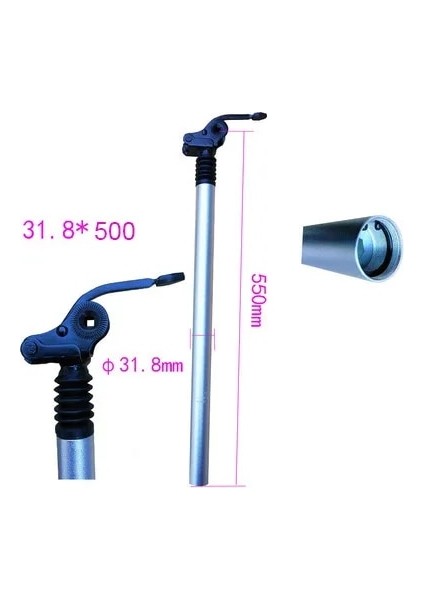 31.8X500 Gümüş Stili Süspansiyon Sönümleme Koltuk Tüpü E-Bisiklet Seatpost Katlanır Bisiklet Alüminyum Alaşımlı Eyer Direği (Yurt Dışından)