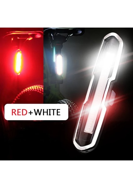 Kırmızı Beyaz Tarzı Taşınabilir USB Şarj Edilebilir Bisiklet Bisiklet Güvenlik Uyarı Işığı Arka Lambası Bisiklet Arka Lambası Süper Parlak Bisiklet Işığı 3 Renk (Yurt Dışından)