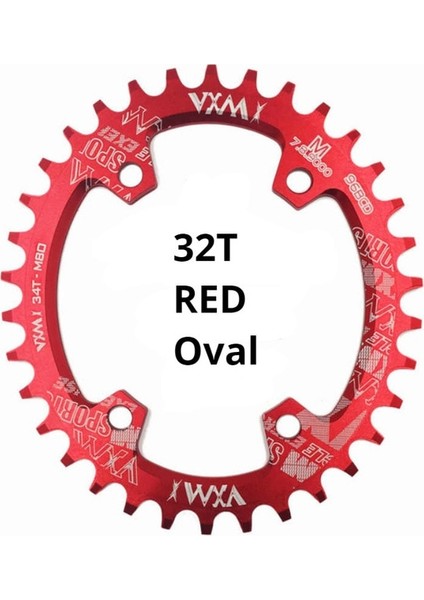 Kırmızı 32T Oval Stil Vxm 96BCD Zincir Halkası Pedivela Monoplato Mtb Dağ Bcd 96 Bisiklet Bisiklet Aynakol Dişli Dar Geniş Diş Plakası (Yurt Dışından)