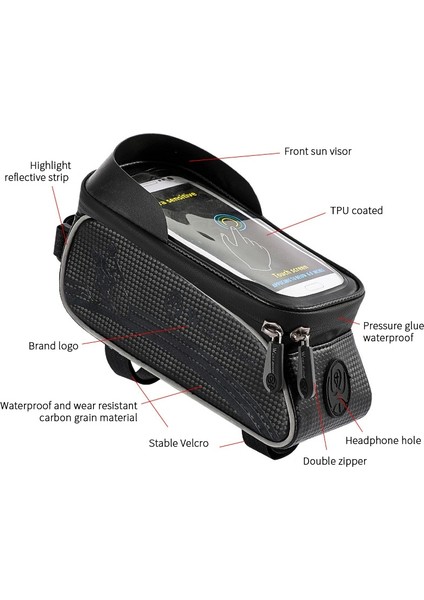 No.8 Stili Tek Boyut Su Geçirmez Bisiklet Çantası Çerçeve Ön Üst Tüp Çanta Dokunmatik Ekran 6.one Koruyucu Kılıf Mtb Dağ Yol Bisikleti Aksesuarları (Yurt Dışından) indirimleri