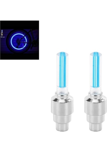 Mavi Çift Stili Renkli Vana Kök Cap Bisiklet Bisiklet Tekerleği Lam Bisiklet Bisiklet Tekerlek Lastik Vana Kapağı Neon LED Işık Lambası (Yurt Dışından)