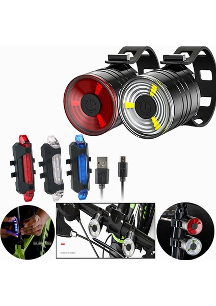 Usb-Beyaz Stil Çift Amaçlı Su Geçirmez Mtb Bisiklet Ön Arka Arka Lambası Far Bisiklet Lambası El Feneri Bisiklet Aksesuarları (Yurt Dışından)