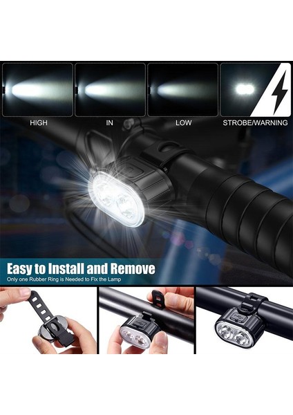 Far Tarzı 1 Adet LED Bisiklet Işıkları USB Şarj Edilebilir Bisiklet Ön Arka Işık Mtb Far Arka Lambası Bisiklet El Feneri Güvenlik Uyarı Işıkları (Yurt Dışından)