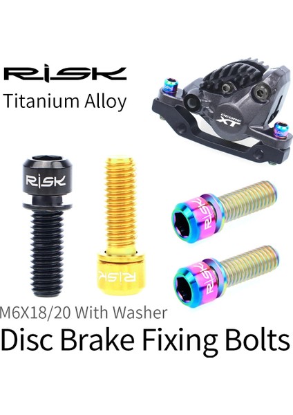 M6X18MM Titanyum Stili 4 Adetlot Titanyum Ti Ct4 Cıvata Mtb Bisiklet Bisiklet Krank Için Vidalar Disk Fren Kaliper Kulaklık Kök Adaptör Yıkayıcı ile (Yurt Dışından)
