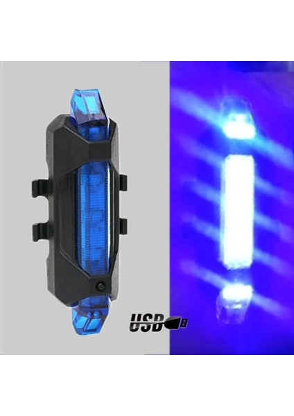 1x Mavi Işık Stili Taşınabilir USB Şarj Edilebilir Bisiklet Bisiklet Güvenlik Uyarı Işığı Arka Lambası Bisiklet Arka Lambası Süper Parlak Bisiklet Işığı 3 Renk (Yurt Dışından)