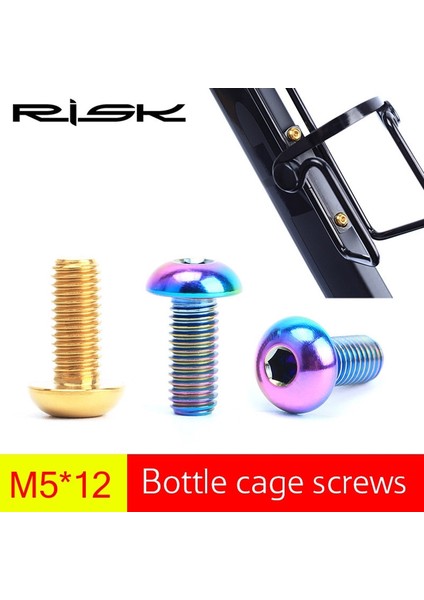 Gökkuşağı Stili 2 Adet Risk Titanyum Bisiklet Su Şişesi Tutacağı Cıvatalar M5*12MM Bisiklet Şişe Kafesi Vidaları Ultralight Mtb Bisiklet Şişe Tutucu Cıvataları (Yurt Dışından) fiyatları