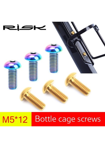 Gökkuşağı Stili 2 Adet Risk Titanyum Bisiklet Su Şişesi Tutacağı Cıvatalar M5*12MM Bisiklet Şişe Kafesi Vidaları Ultralight Mtb Bisiklet Şişe Tutucu Cıvataları (Yurt Dışından) modelleri