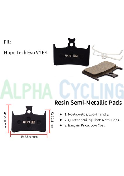 4 Çift, Hope Tech 3 E4 Kaliper, Sport Ex Class, Reçine Için Bisiklet Disk Fren Balataları (Yurt Dışından)