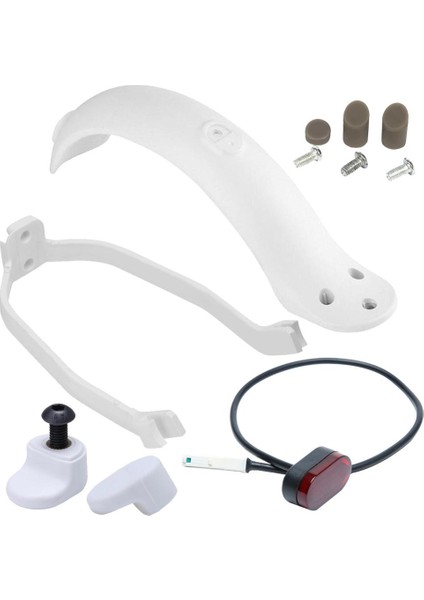 Beyaz Stil Xiaomi Mijia Pro Elektrikli Scooter Için Dayanıklı Scooter Çamurluk Arka Arka Lambalı Arka Korumalı Lastik Sıçrama Çamurluk (Yurt Dışından)