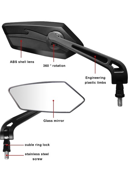 Sağ Siyah Stil Bisiklet Gidon Reflektör Dikiz Aynası Dağ Mtb Elektrikli Bisiklet Scooter Geniş Menzilli Bisiklet Ayarlanabilir Açı Aynalar (Yurt Dışından)