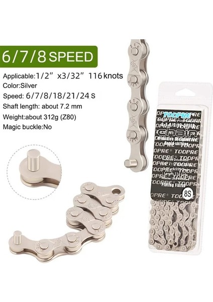 6 7 8 S Misslink Stili Yok Toopre Bicycle Chaeed Ultralight 116LINKS Silvergold Mtb Zincirleri Mountainroad Bike Missinglink Için (Yurt Dışından)