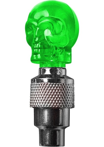 L01-YEŞIL Kafatası Stili Mini Neon Bisiklet Konuştu Işık Renkli LED Bisiklet Işıkları Motosiklet Araba Tekerleği Lastik Valf Kapakları Lamba Bisiklete Binme Uyarı Kafası Arka Işık (Yurt Dışından)