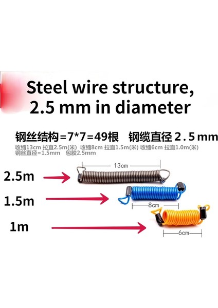 Şeffaf 2.5m Stili 1 Adet 1m.5m.5m Bisiklet Yaylı Kablo Kilidi Hırsızlığa Karşı Halat Alarm Disk Kilidi Bisiklet Güvenlik Hatırlatma Motosiklet Hırsızlık Koruması (Yurt Dışından) modelleri