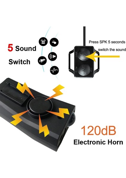 Siyah Stil Bisiklet Bilgisayarı El Feneri Bisiklet Kornası USB Far Binme Lam Dağ Işığı 6 Modlu Alarm Kornası ile LED Far (Yurt Dışından)