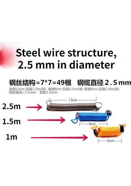 Mavi 1m Tarzı 1 Adet 1m.5m.5m Bisiklet Yaylı Kablo Kilidi Hırsızlığa Karşı Halat Alarm Disk Kilidi Bisiklet Güvenlik Hatırlatma Motosiklet Hırsızlık Koruması (Yurt Dışından)