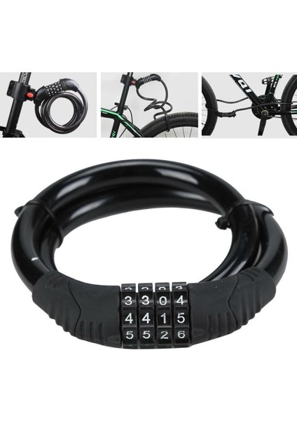 Siyah Stil Dört Haneli Şifreli Numara Kodu Bisiklet Kilidi x Çelik Kablo Zinciri Hırsızlığa Karşı Dağ Bisikleti Kilidi Bisiklet Aksesuarları (Yurt Dışından) fiyatları