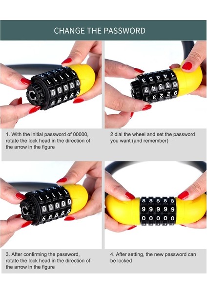 Sarı 17,2X400MM Stili Evrensel 5 Haneli Kod Mtb Bisiklet Güvenlik Şifreli Kilitler Motosiklet Scooter Hırsızlığa Karşı Çelik Bisiklet Bisiklet Tel Güvenlik Kilidi (Yurt Dışından) indirimleri