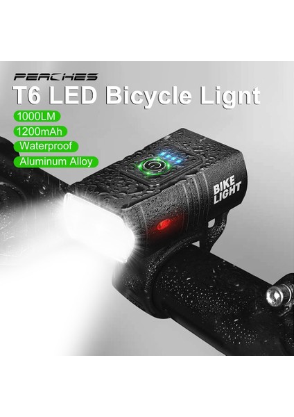 1500LM C-04 Stili T6 LED Bisiklet Işık Bisiklet Ön Lamba USB LED 10W 1000LM Şarj Edilebilir Güç Ekranı 6 Mod Mtb Dağ Yolu Bisiklet Lambası (Yurt Dışından)
