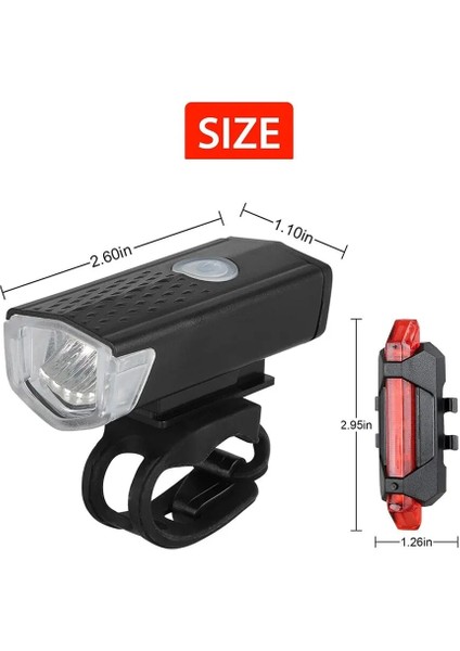 NO.44658 Tarzı Bisiklet Bisiklet Işık USB LED Şarj Edilebilir Set Dağ Ön Arka Far Lambası El Feneri Dropship (Yurt Dışından)
