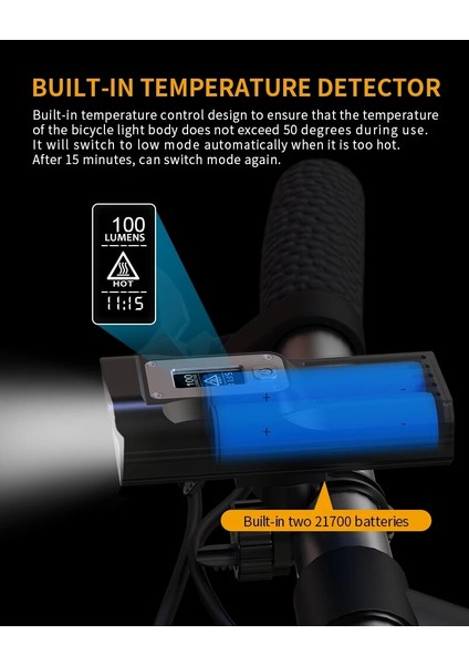 Setp TH2XA04KUYRUK Stili Mah Bisiklet Işığı 8t6 LED Bisiklet Işığı USB Type-C Güç Göstergesi El Feneri Bisiklete Binme Mtb Far Ön Arka Lamba Aksesuarları (Yurt Dışından)