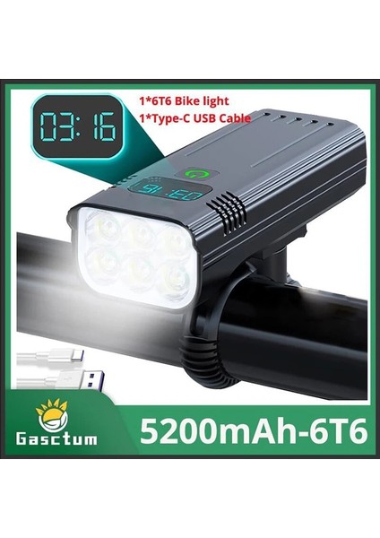 5200MAH-6LED Tarzı Mah 8leds Bisiklet Işığı USB Şarj Edilebilir Güçlü LED Bisiklet Işığı Dijital Ekran Mtb El Feneri Güç Bankası Olarak Ön Lamba (Yurt Dışından)