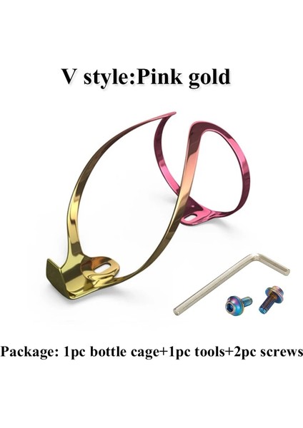 V-Pembe Altın 1 Adet Tarzı Mtb Bisiklet Su Şişesi Tutucu Titanyum Alaşımlı Dağ Bisikleti Şişe Kafesi Ultralight Bisiklet Içecek Su Bardağı Raf Aksesuarları (Yurt Dışından)