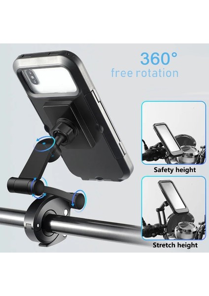 Siyah Stil 360 Dönebilen Su Geçirmez Bisiklet Motosiklet Cep Telefonu Tutucu Bisiklet Gidon Kaymaz Klip Standı Gps Montaj Braketi (Yurt Dışından) fiyatları