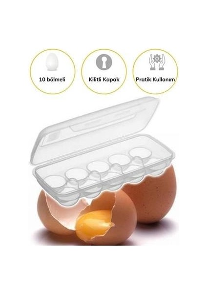 Buffer® 10 Bölmeli Kilitli Kapaklı Yumurtalık Saklama Kutusu YU110