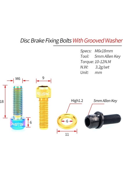 Renkli Stil Rısk 4 Takım Titanyum Alaşımlı Mtb Yol Bisiklet Disk Fren Slx Xt Dağ Bisikleti Fren Kaliper Için Yıkayıcı ile Sabit Cıvatalar (Yurt Dışından) fırsatları