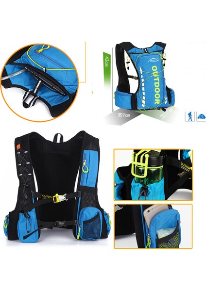 Mavi Stil Erkekler ve Kadınlar Için Bisiklet Sırt Çantası, Naylon Çanta, Su Geçirmez 8 Litre, Yürüyüş ve Kamp, ​​1.5l Su Torbalı 250ML Su Şişesi (Yurt Dışından) modelleri