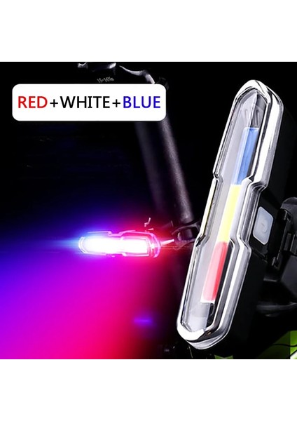Kırmızı Beyaz Mavi Tarzı Taşınabilir USB Şarj Edilebilir Bisiklet Bisiklet Güvenlik Uyarı Işığı Arka Lambası Bisiklet Arka Lambası Süper Parlak Bisiklet Işığı 3 Renk (Yurt Dışından)