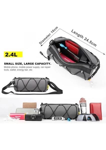 RK9103-2.4L Siyah Stil Rhinowalk Bisiklet Çantası Taşınabilir Gidon Pannier Çok Amaçlı Büyük Kapasiteli Sırt Çantası Mtb Yol Bisiklet Çerçevesi Tüp Çanta Elastik Bant (Yurt Dışından) indirimleri