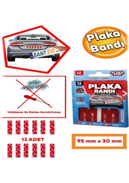 Plaka Montaj Bandı 12 Adet 3m Vhb Plaka Yapıştırma Bandı modelleri