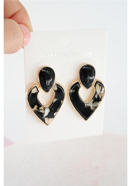 Kadın Vip Seri Sedefli Kalp Model Mineli Küpe Seti