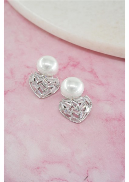 Kadın Vip Seri Baget Zirkon Taşlı Suni Incili Küpe modelleri