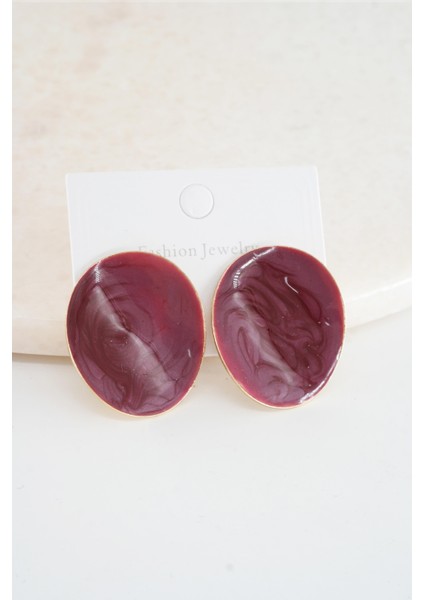 Kadın Vip Seri Mineli Oval Model Küpe Seti