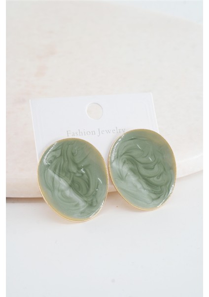 Kadın Vip Seri Mineli Oval Model Küpe Seti