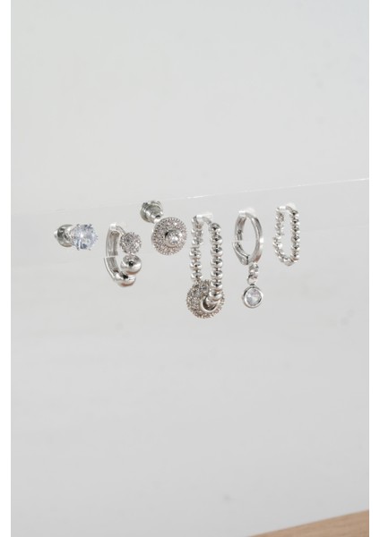 Kadın Vip Seri Baget Zirkon Taşlı 6'lı Küpe Seti fiyatları