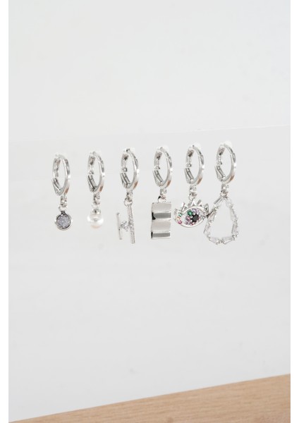 Kadın Vip Seri Baget Zirkon Taşlı 6'lı Küpe Seti fiyatları