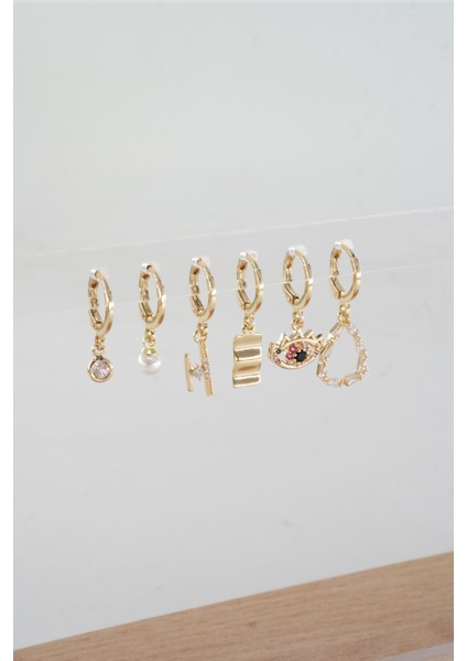 Kadın Vip Seri Baget Zirkon Taşlı 6'lı Küpe Seti fiyatları