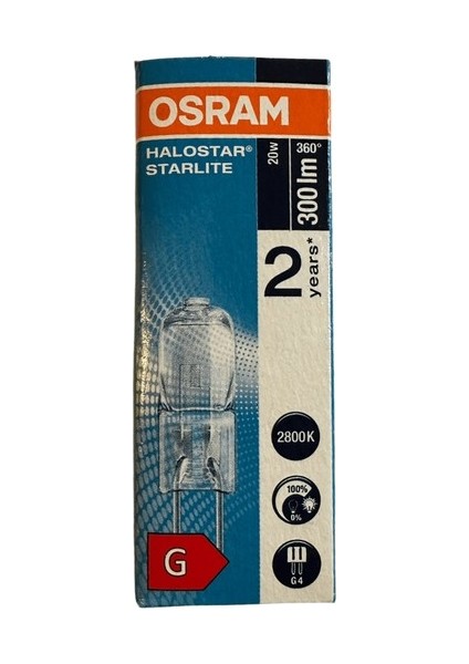 40 Adet Osram 12V 20W 300 Lümen G4 Halojen Lamba