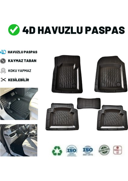 Dacia Duster 2 Wd (4x4) 2021 4d Havuzlu Üniversal Yeni Nesil Paspas Siyah Gold Seri
