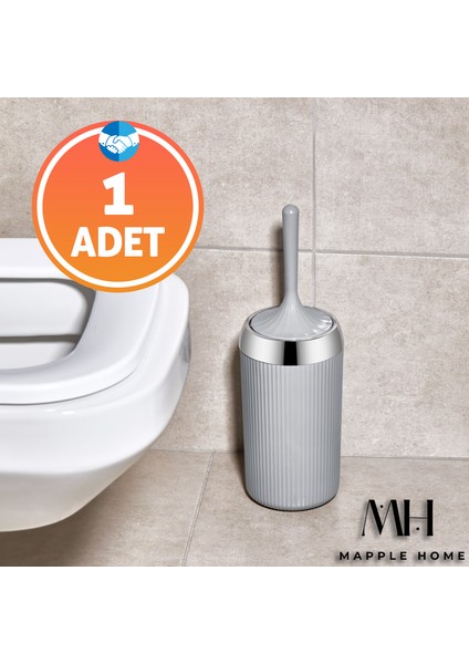 Gri Yumuşak Silikon Tuvalet Fırçası Krom Kaplama Akıllı Kapak Soft Toilet Brush