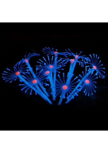 Mavi Stil Yapay Silikon Parlayan Mercan Akvaryum Süslemeleri Bitkiler Balık Tankı Çim Çiçek Süsleme Dekor Su Aksesuarları (Yurt Dışından)