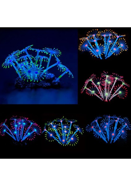 Mavi Stil Yapay Silikon Parlayan Mercan Akvaryum Süslemeleri Bitkiler Balık Tankı Çim Çiçek Süsleme Dekor Su Aksesuarları (Yurt Dışından) fiyatları